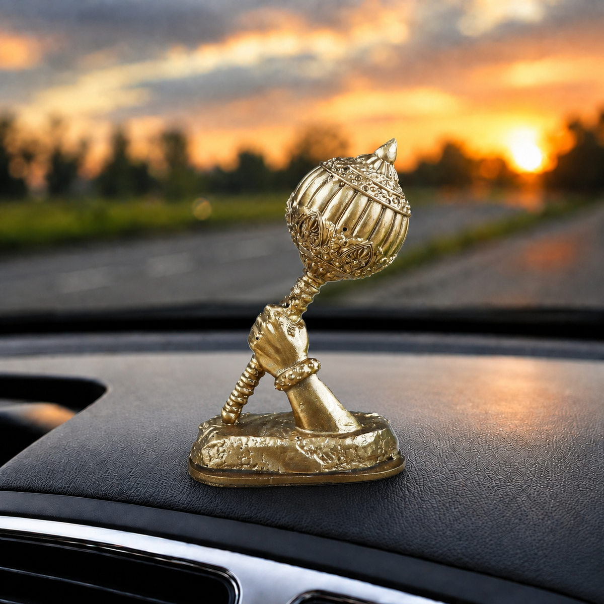 Hanuman Gada Idol - Golden Finish