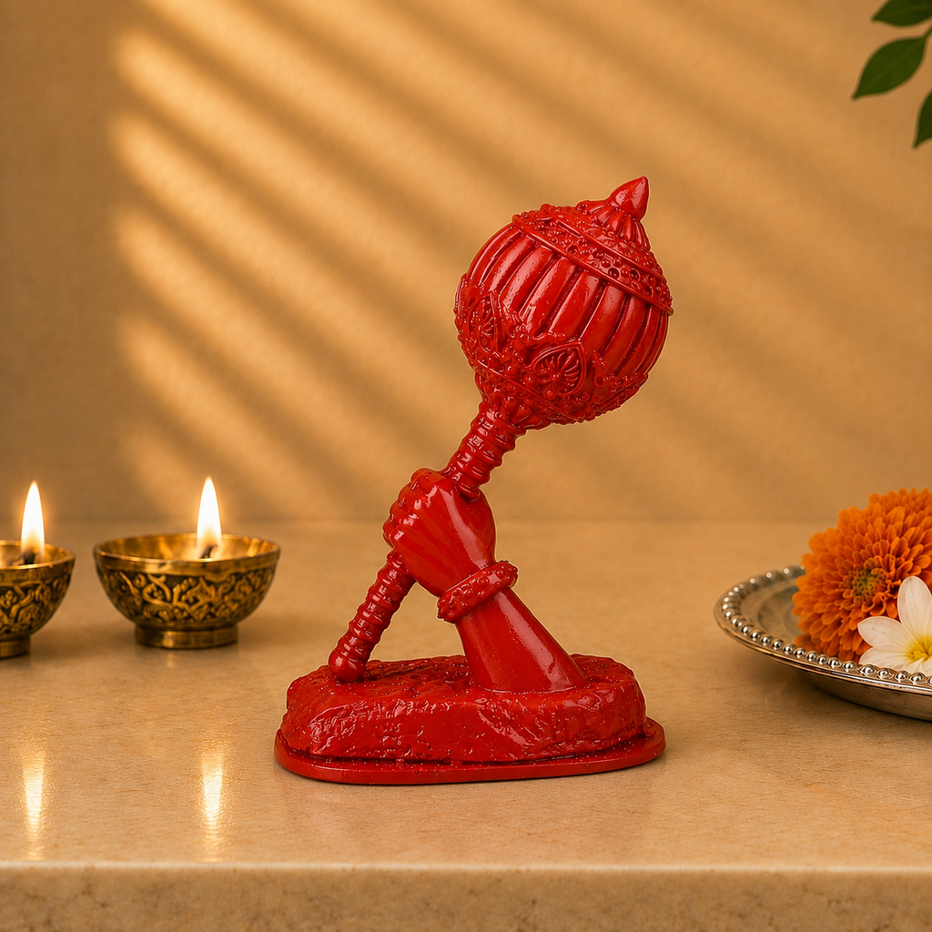 Hanuman Gada Idol - Red Sindoori Finish