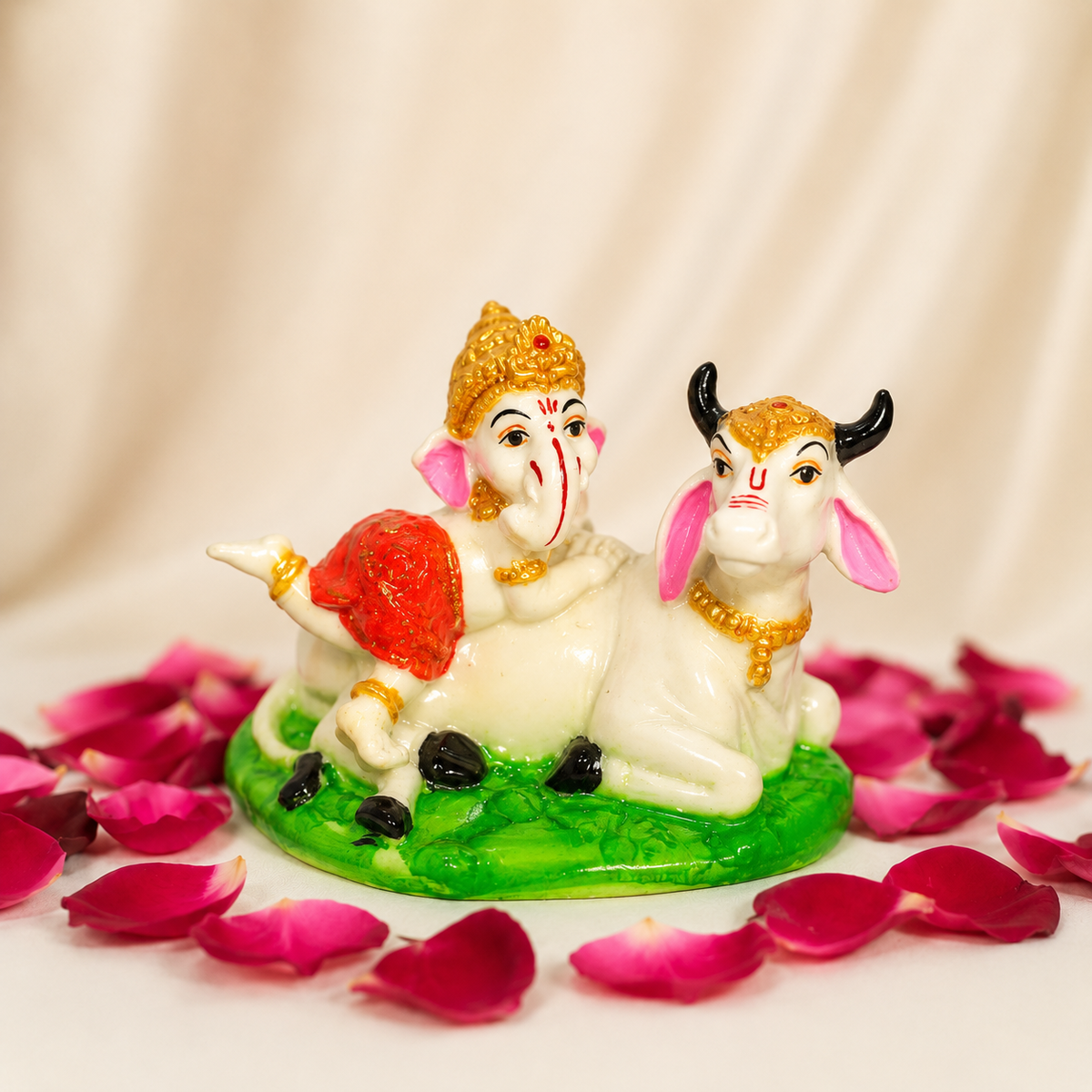 Lord Ganesh with Kamdhenu Cow Idol