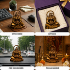 Meditating Hanuman Idol - Golden Finish