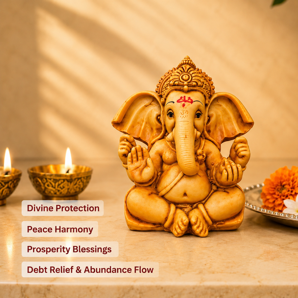 Vighnaharta Ganesh Idol - Copper & Gold