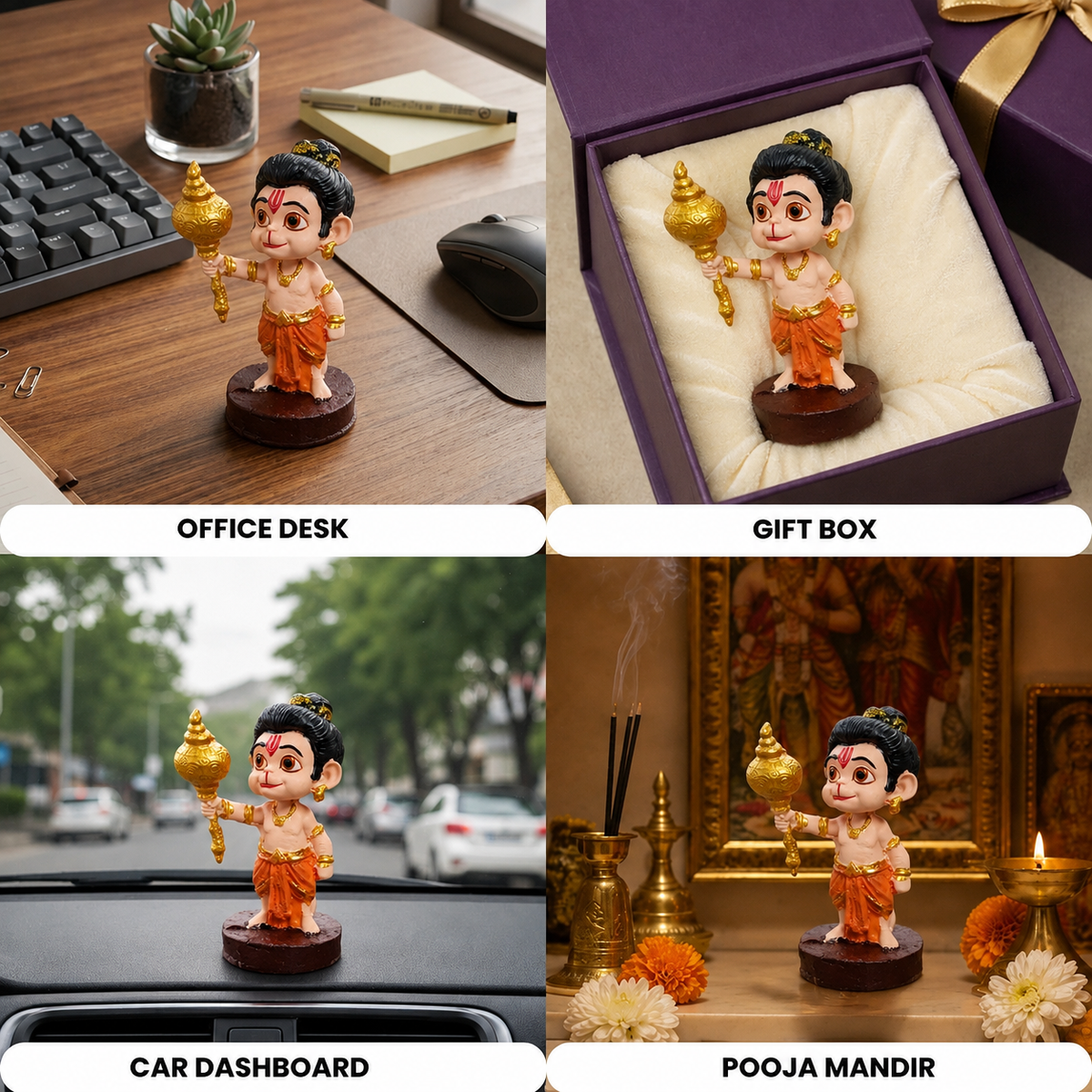 Premium Bal Hanuman Idol with Golden Gada