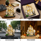 Divine Radha Krishna Gau Mata Blessings Statue