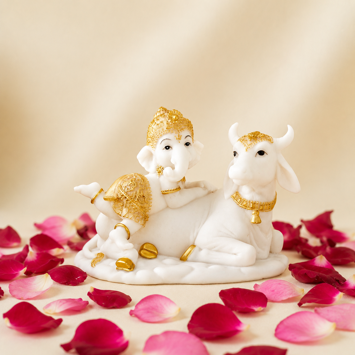 Lord Ganesh with Kamdhenu Cow Idol