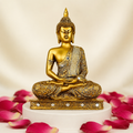 Gautam Buddha Blessing Idol - Golden Meditating
