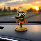 Bal Jagannath Playing Flute Idol - Black & Gold