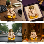 Vighnaharta Ganesh Idol - Cream & Gold - Rose Petal