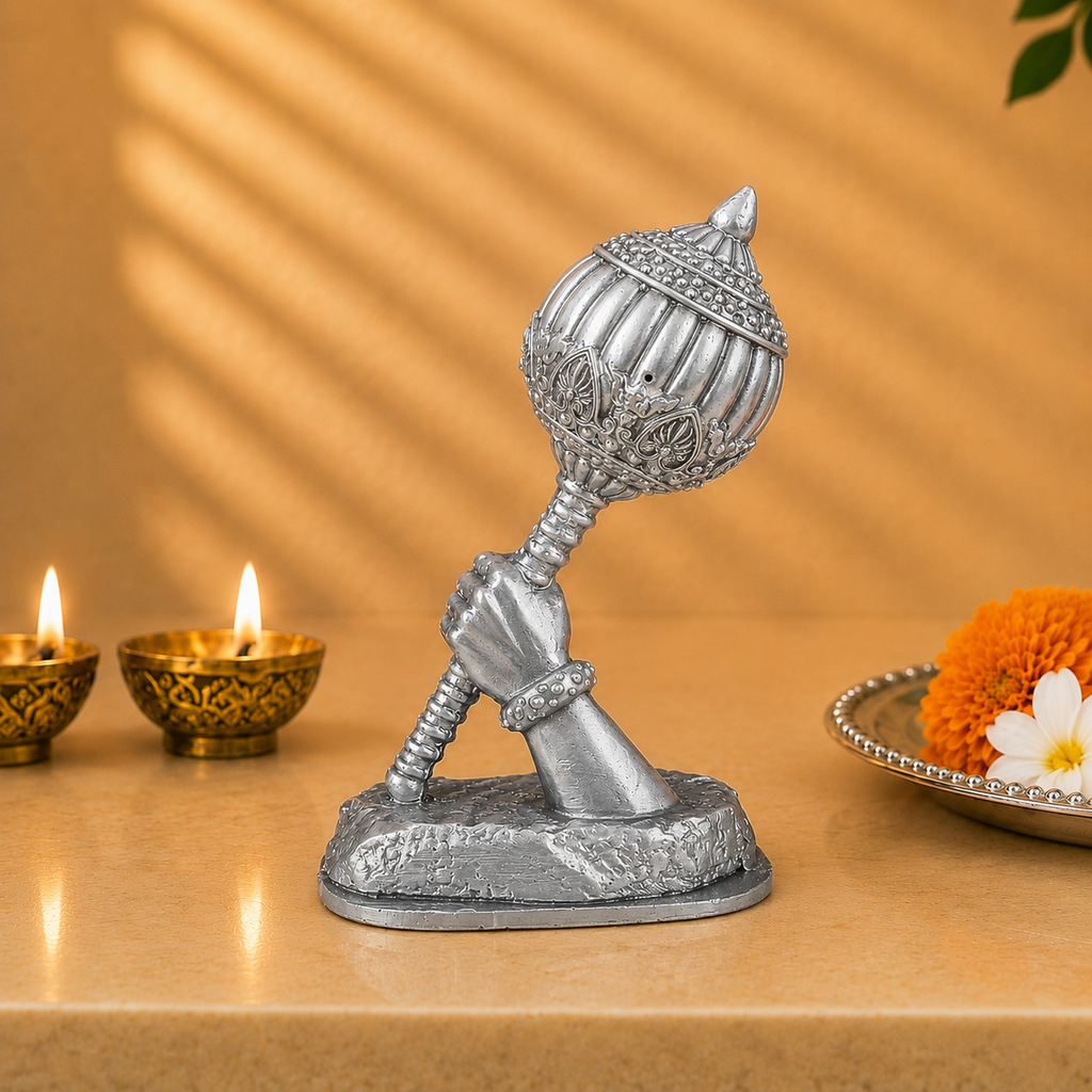 Hanuman Gada Idol - Silver Finish