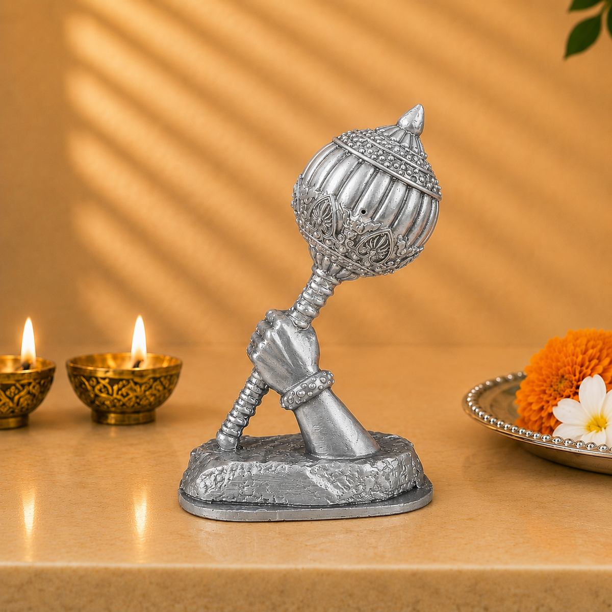 Hanuman Gada Idol - Silver Finish