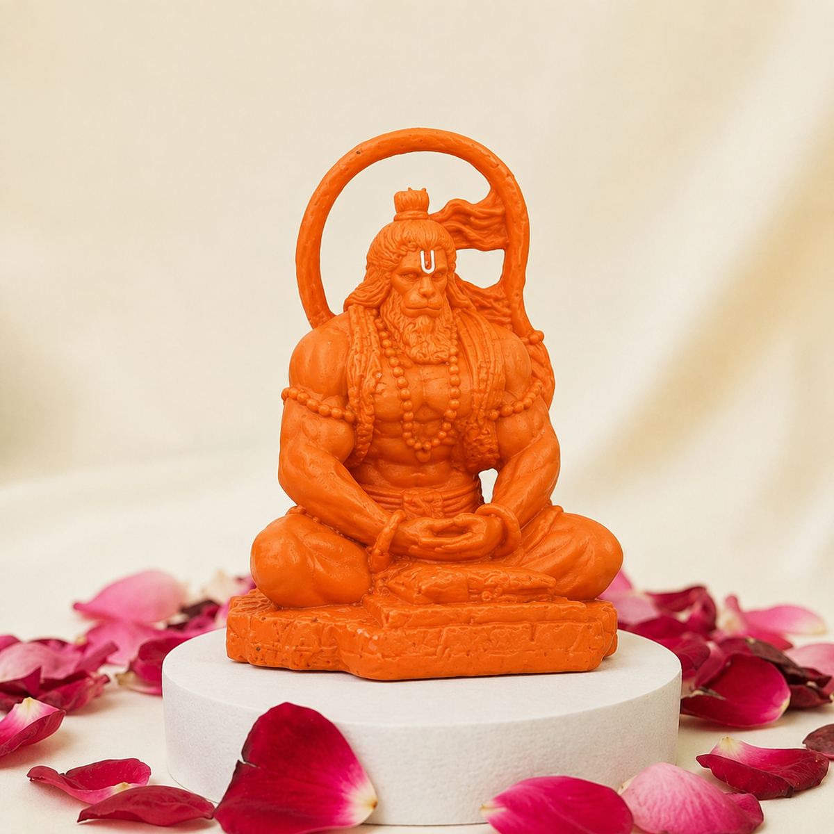 Meditating Hanuman Idol - Saffron Finish