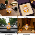 Vighnaharta Ganesh Idol - Cream & Gold