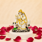 Divine Radha Krishna Gau Mata Blessings Statue