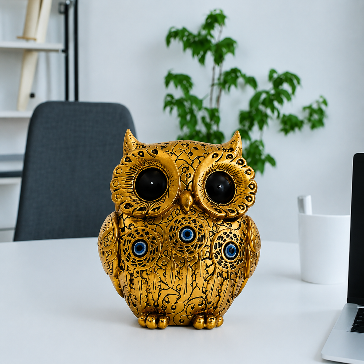 Vastu Owl Showpiece - Golden