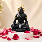 Lord Mahakaal Meditating Statue with Golden Trishul Crown