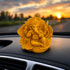 Premium Ganpati Bappa Sitting Idol with Floral Leaf Backdrop