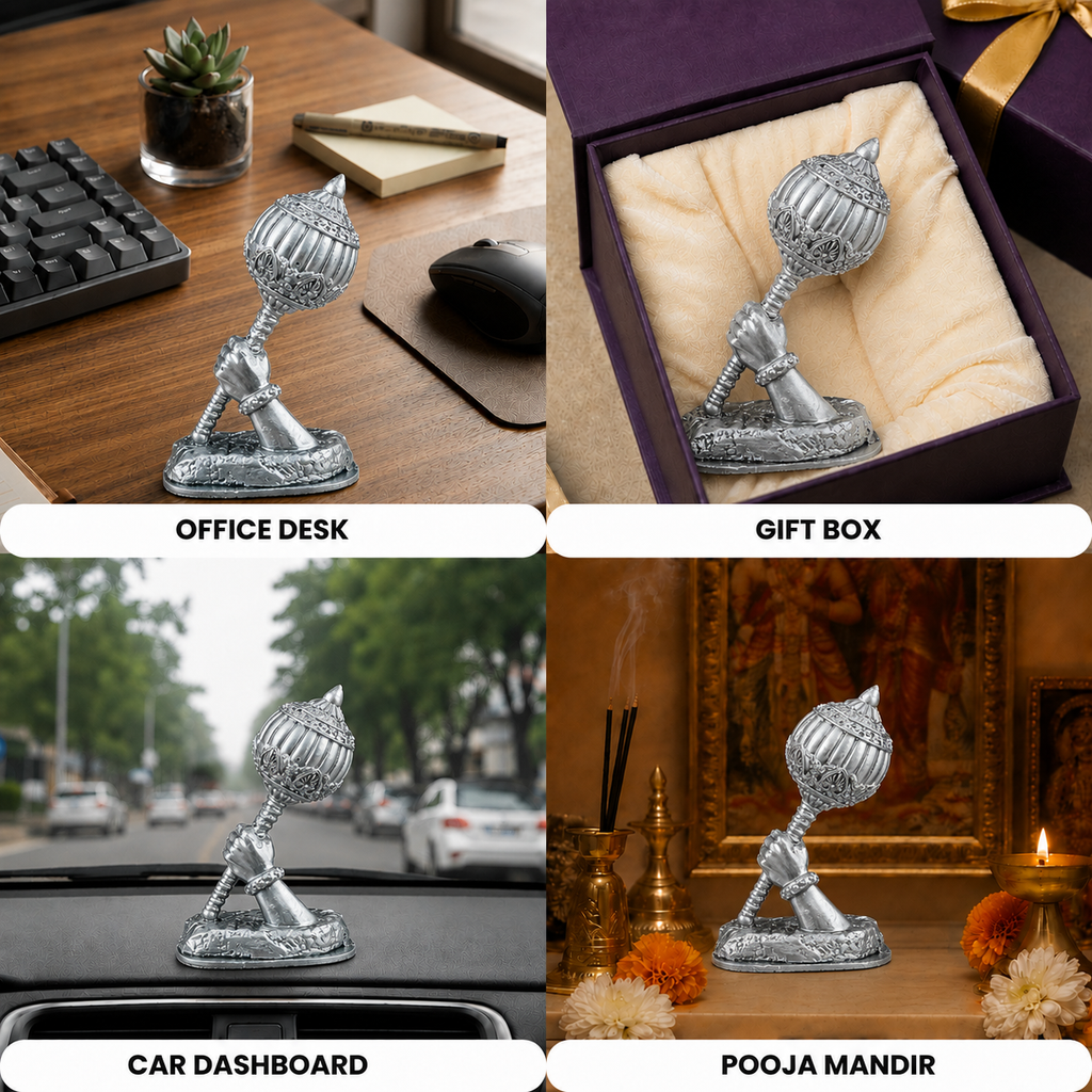 Hanuman Gada Idol - Silver Finish