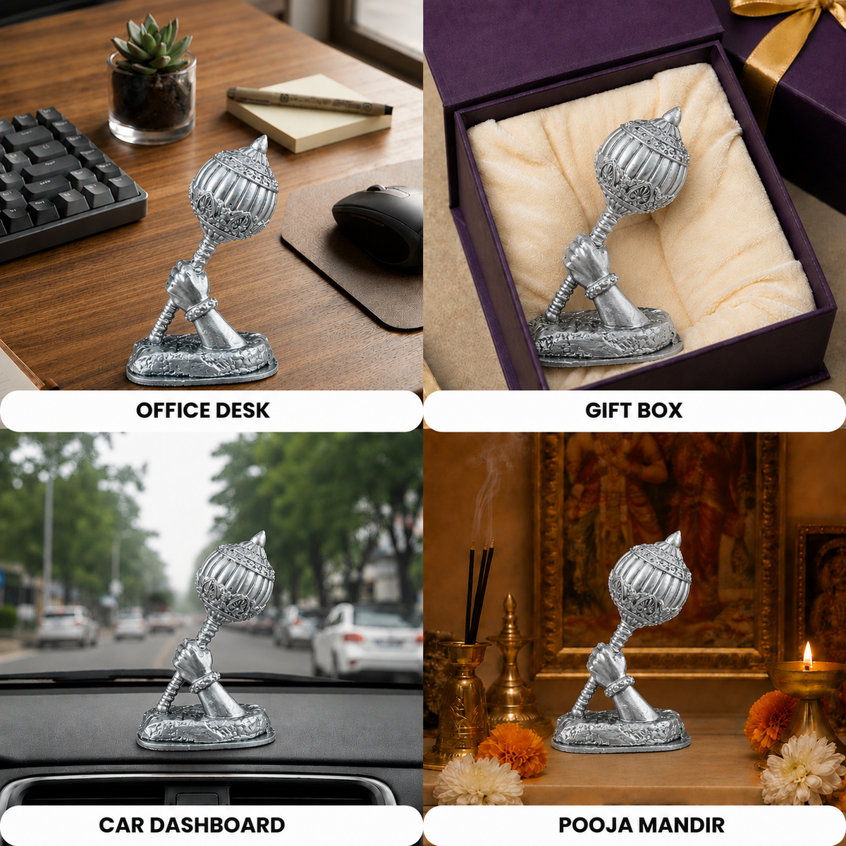 Hanuman Gada Idol - Silver Finish