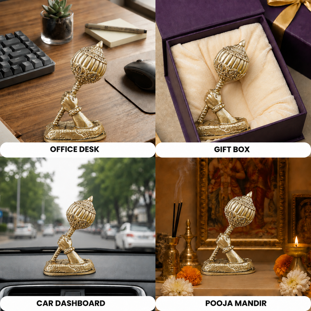 Hanuman Gada Idol - Golden Finish