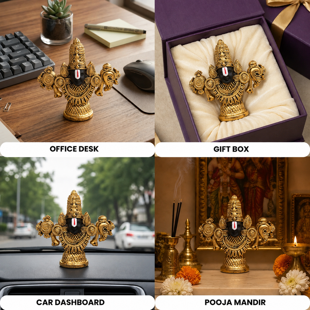 Lord Balaji Face Idol | Pure Silver Plated