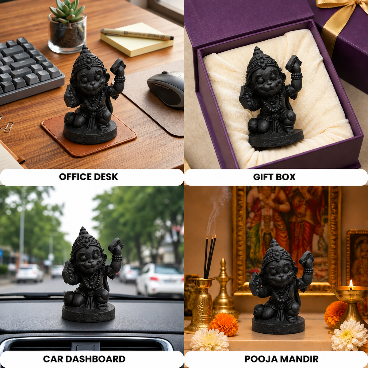 Cute Bal Hanuman Sacred Strength Idol - Black