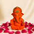 Vighnaharta Ganesh Idol - Orange - Namaste Pose