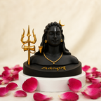Adiyogi Lord Shiva Idol with Trishul – Black Gold Finish