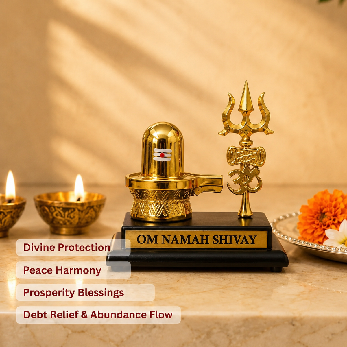Om Namah Shivay Shivling with Trishul Idol