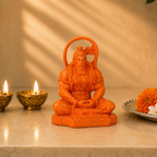 Meditating Hanuman Idol - Saffron Finish