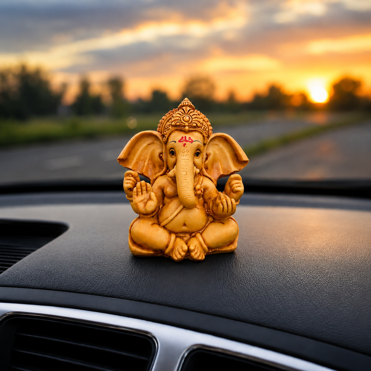 Vighnaharta Ganesh Idol - Copper & Gold