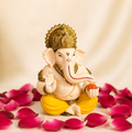 Vighnaharta Ganesh Idol - Cream & Gold - Rose Petal