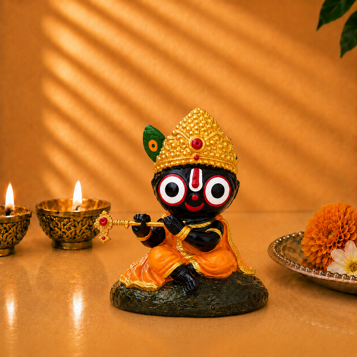 Lord Jagannath Seated Idol Playing Flute