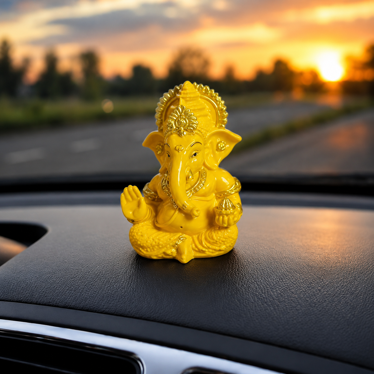 Divine Ganesha Blessing Idol - Golden