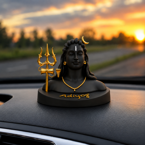 Adiyogi Lord Shiva Idol with Trishul – Black Gold Finish