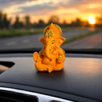 Divine Ganesha Blessing Idol - Orange with Diyas