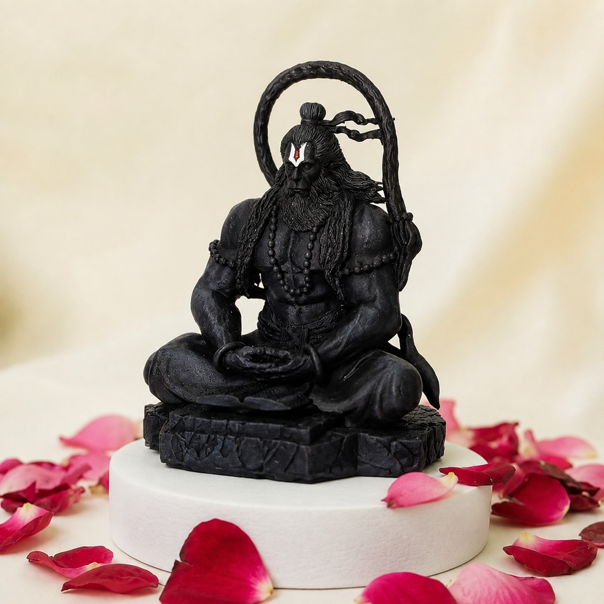 Meditating Hanuman Idol - Black Finish