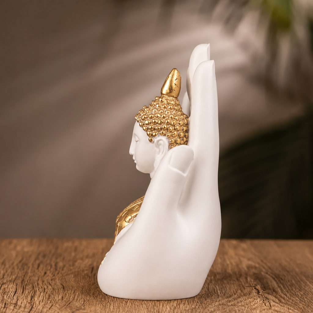 White Gautam Buddha Blessing Idol - Home Vastu