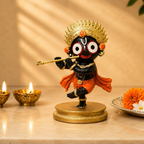 Bal Jagannath Playing Flute Idol - Black & Gold
