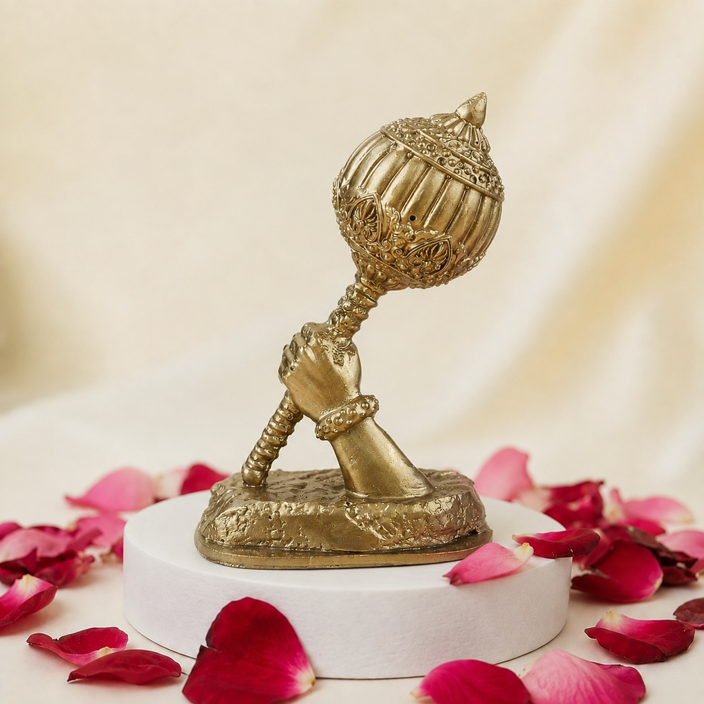 Hanuman Gada Idol - Golden Finish